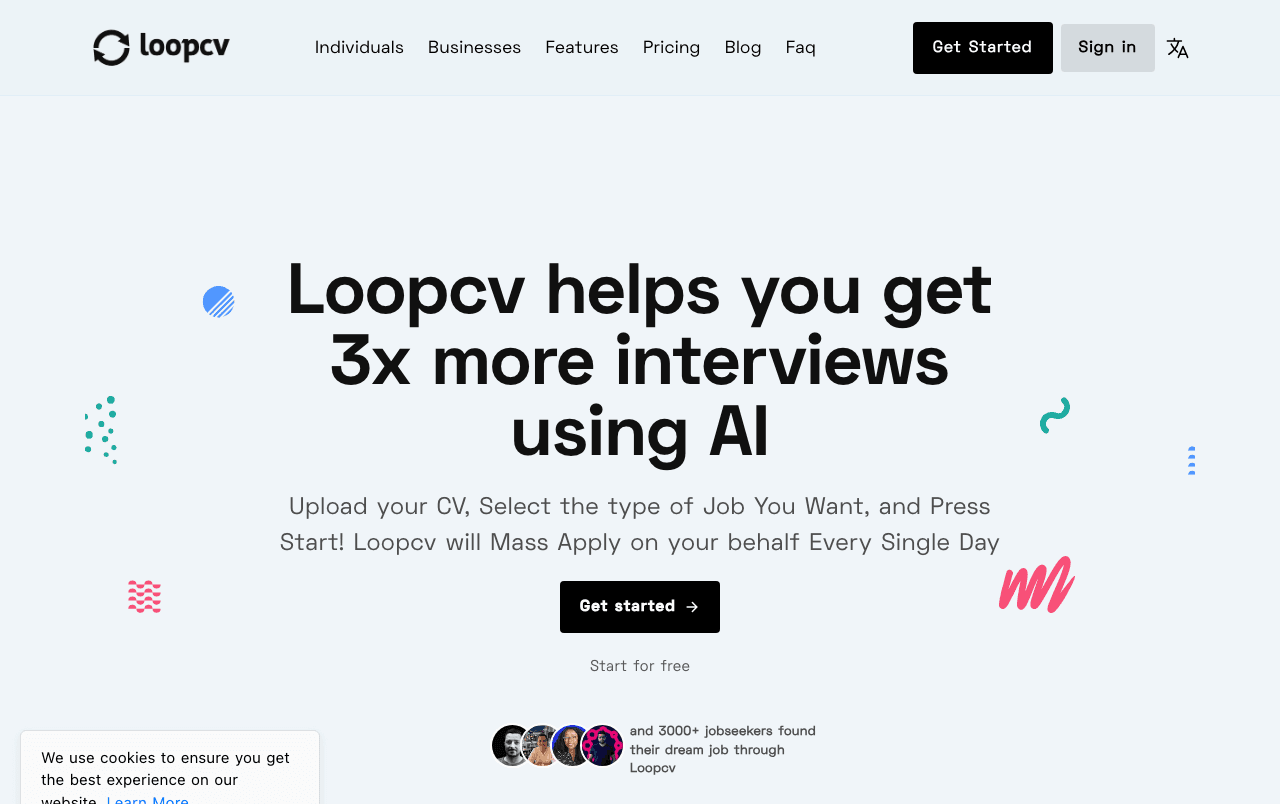LoopCV Productivity & Collaboration showing ai resume optimization - Find jobs faster. Apply smarter. Automate your search wi