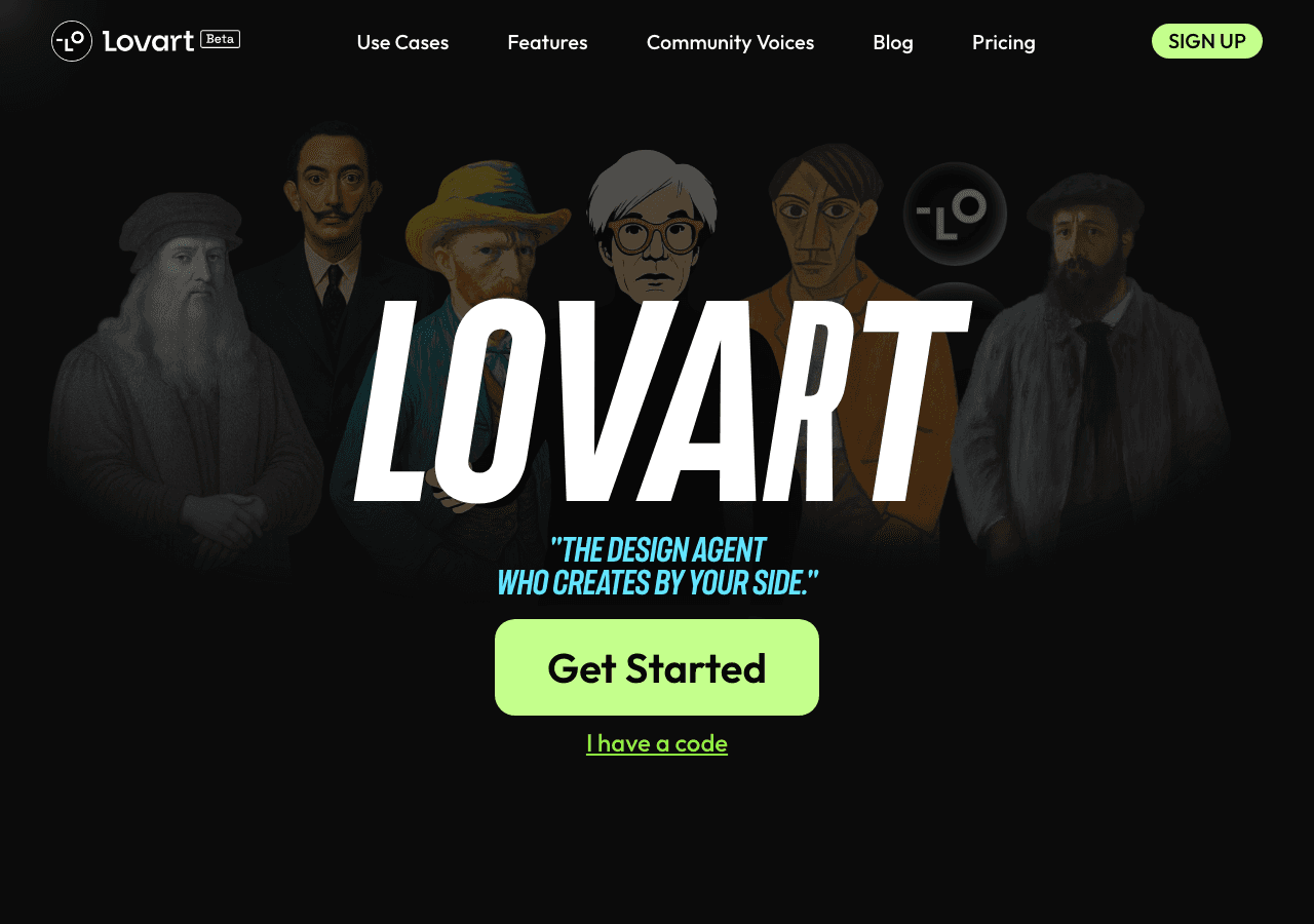 Lovart Design showing art generation - Transforming ideas into art with AI
