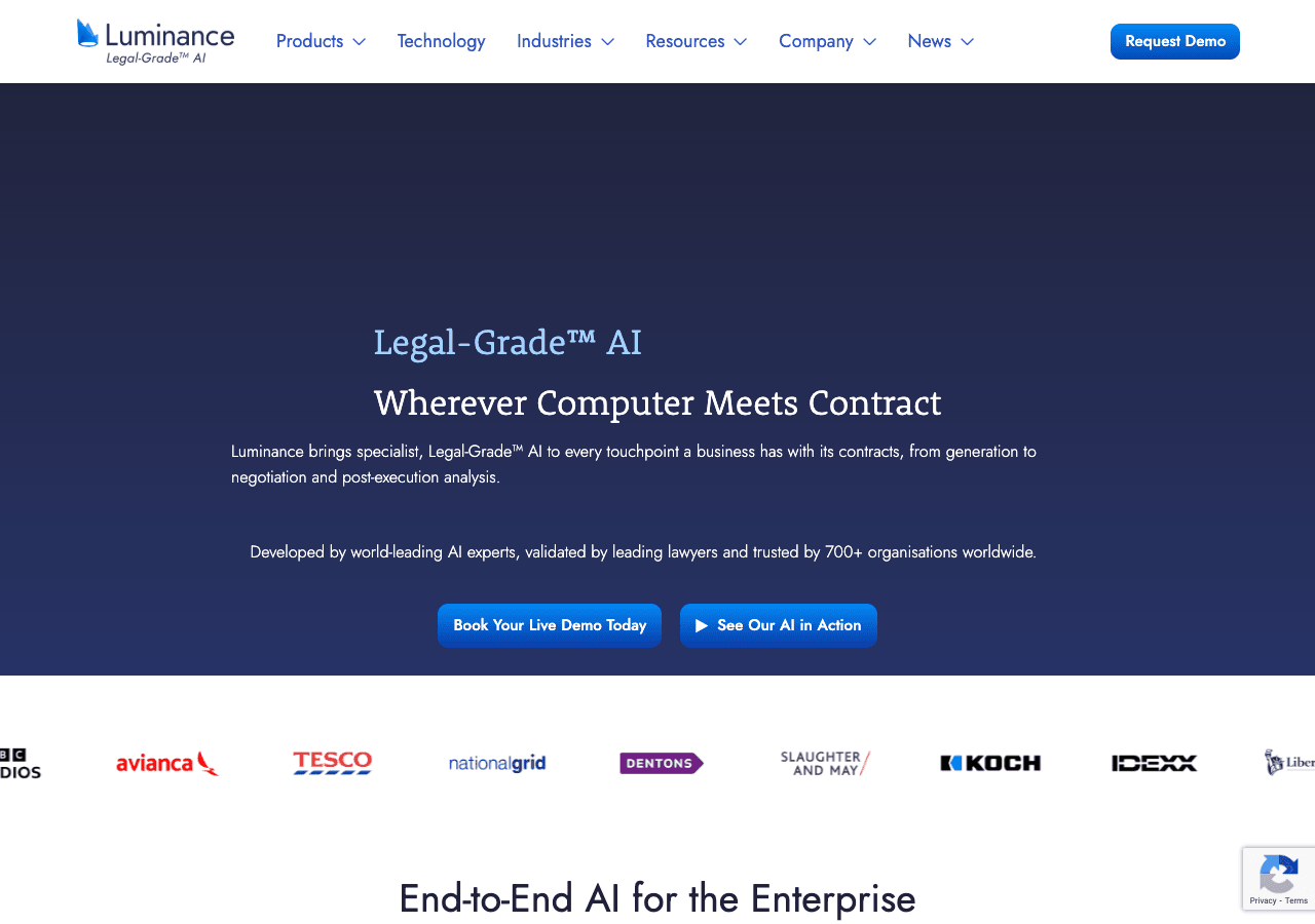Luminance Productivity & Collaboration showing Productivity & Collaboration - Legal-Grade™ AI for contract lifecycle manageme
