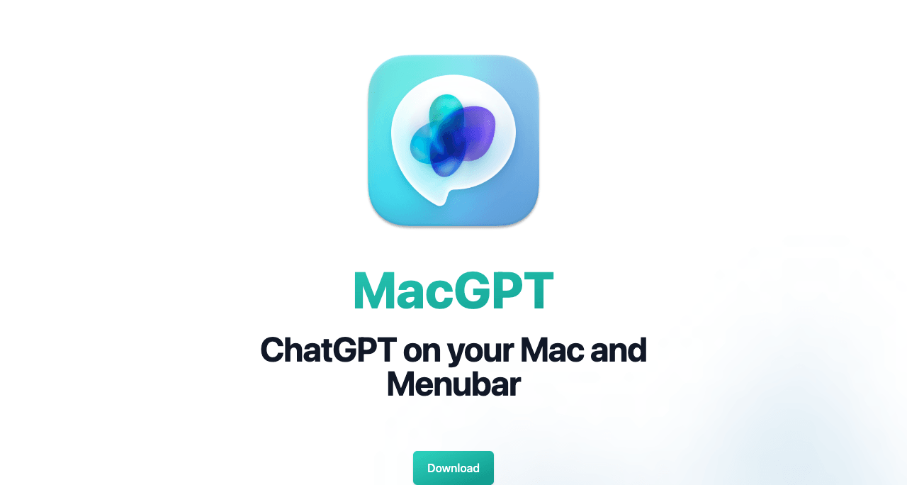 MacGPT Conversational AI showing Conversational AI - ChatGPT, Everywhere on Your Mac