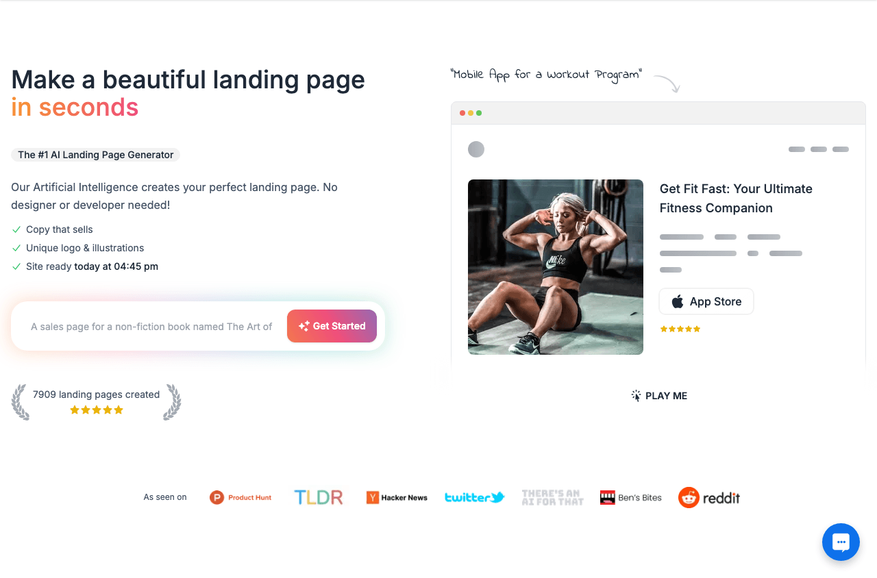 MakeLanding Design showing Design - Build Beautiful Landing Pages Instantly With AI