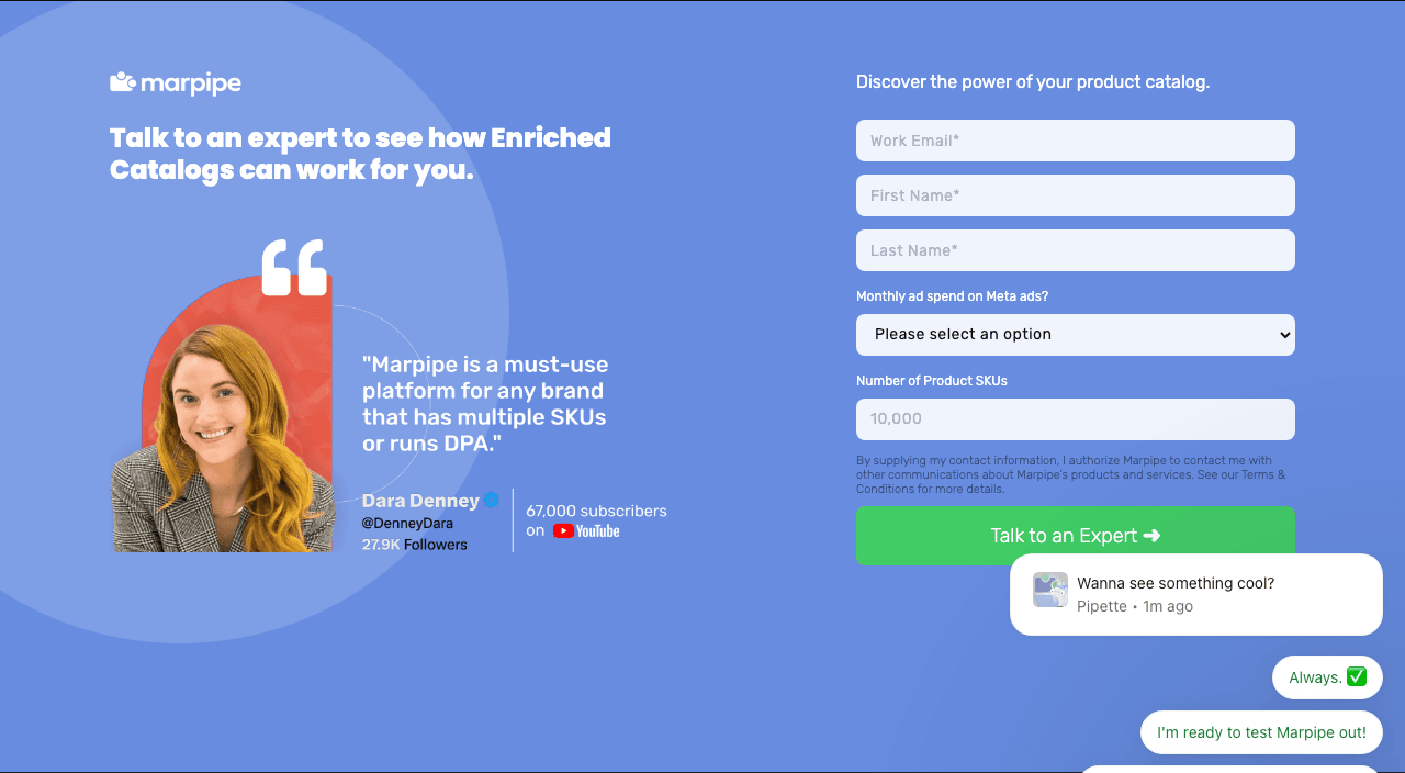 Marpipe Marketing Automation showing Marketing Automation - Unleash the power of multivariate testing