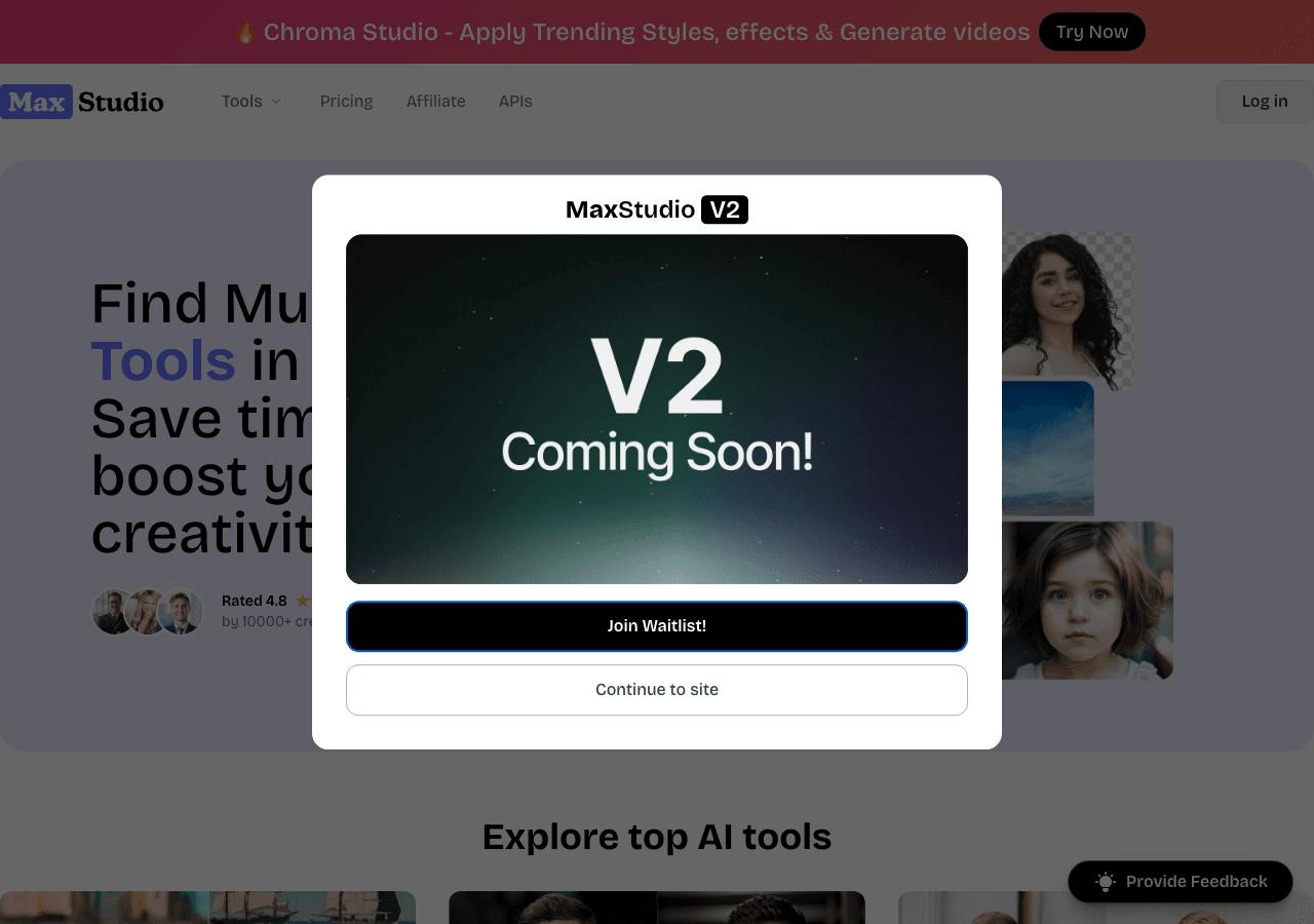 MaxStudio Design showing Design - Empowering Creativity with AI