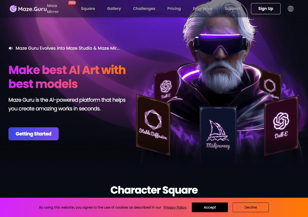 Maze Guru Image Generation showing Image Generation - Create Stunning AI Art in Seconds