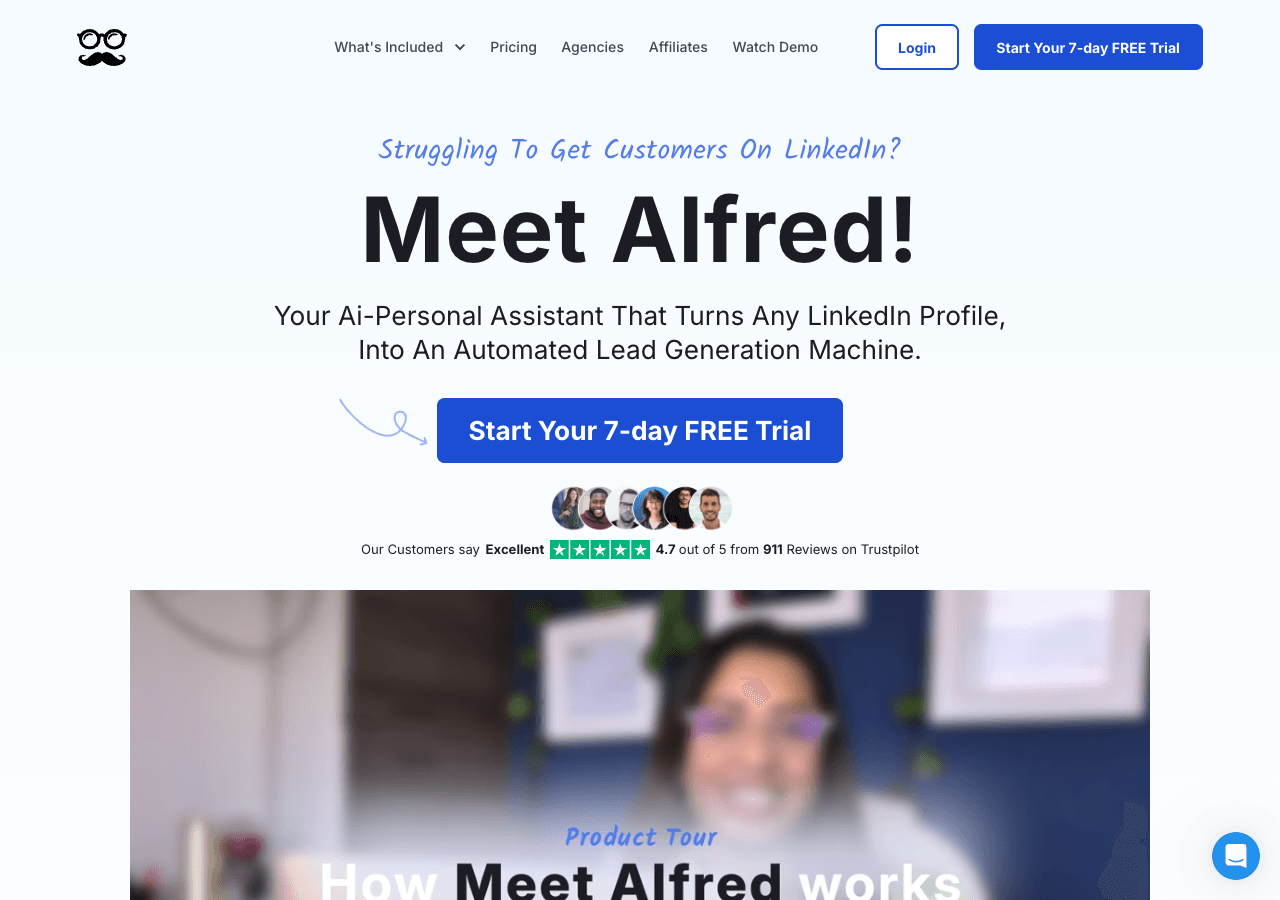Meet Alfred Marketing Automation showing Marketing Automation - Automate your outreach with precision.