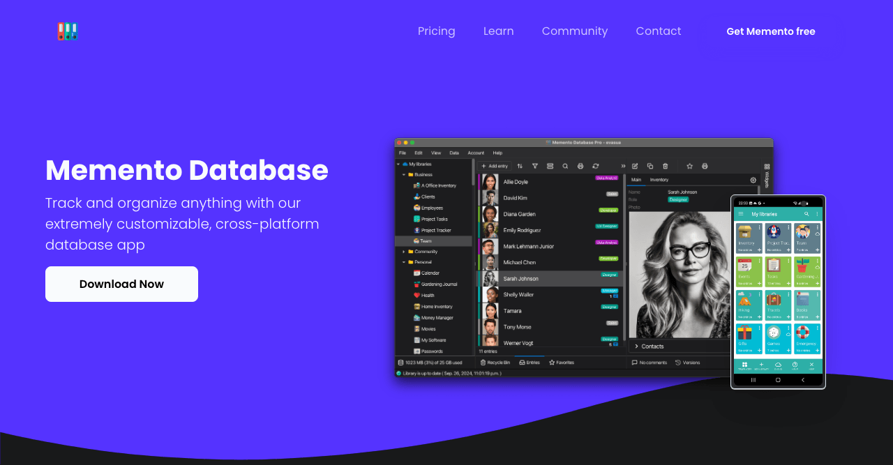 Memento Database Productivity & Collaboration showing Productivity & Collaboration - Your personal and customizable database