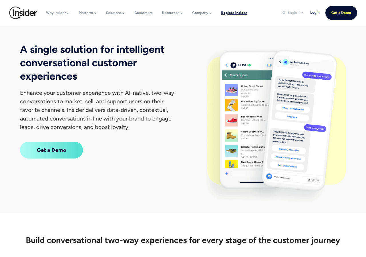 Insider Conversational AI showing Conversational AI - Uncover hidden insights with Insider