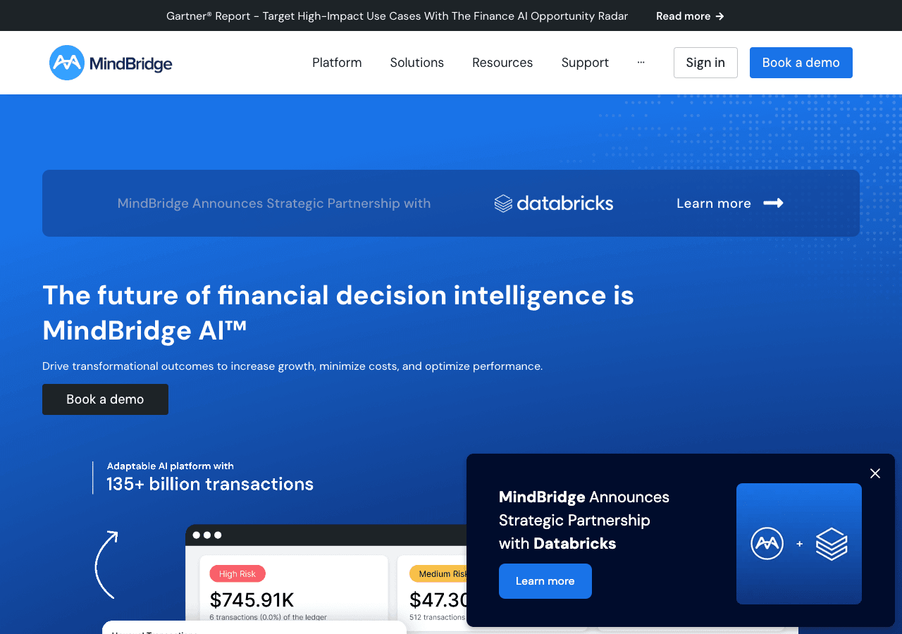 MindBridge Data Analytics showing Data Analytics - Financial risks have nowhere to hide