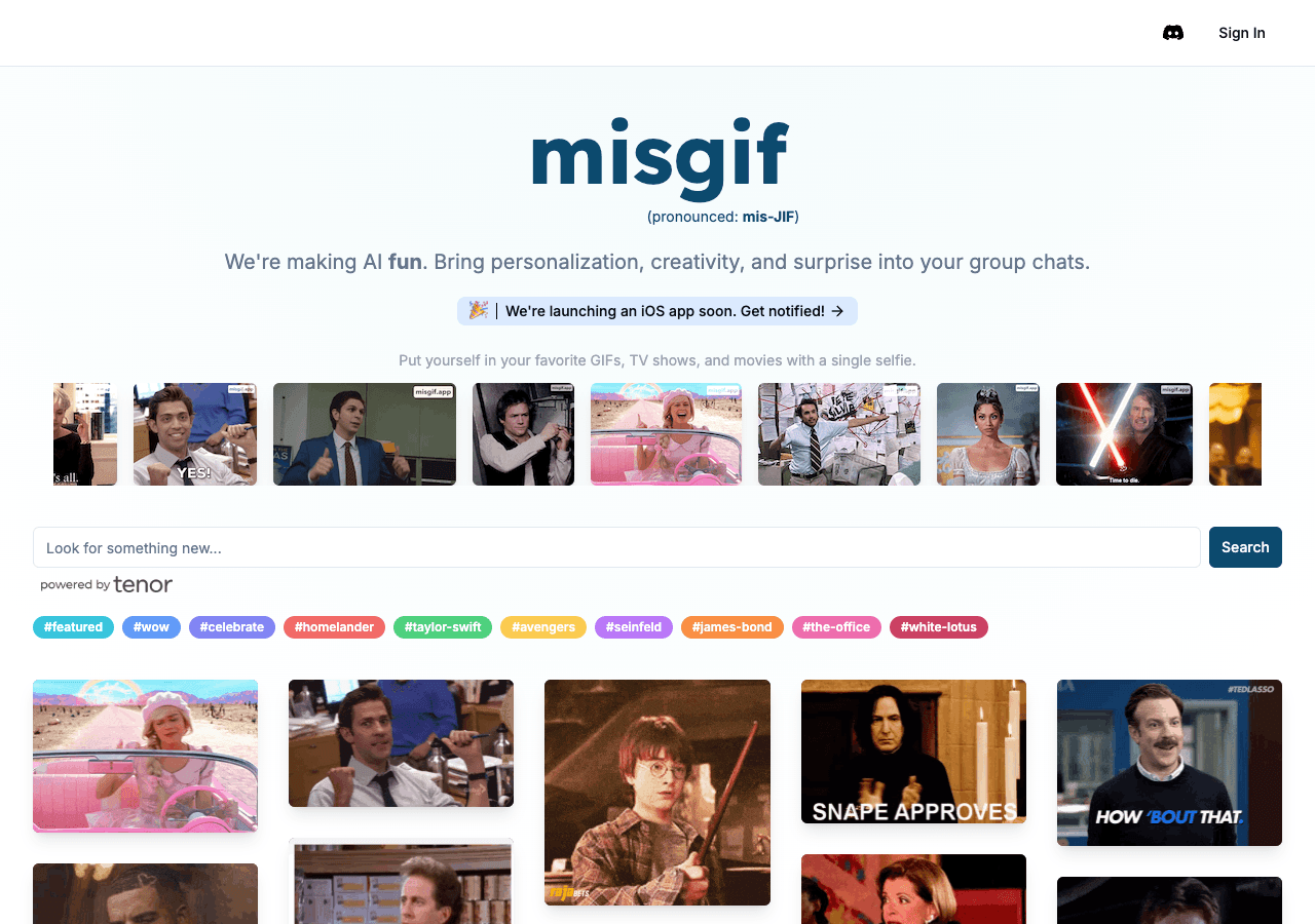 misgif Image Generation showing Image Generation - Put your face in any GIF