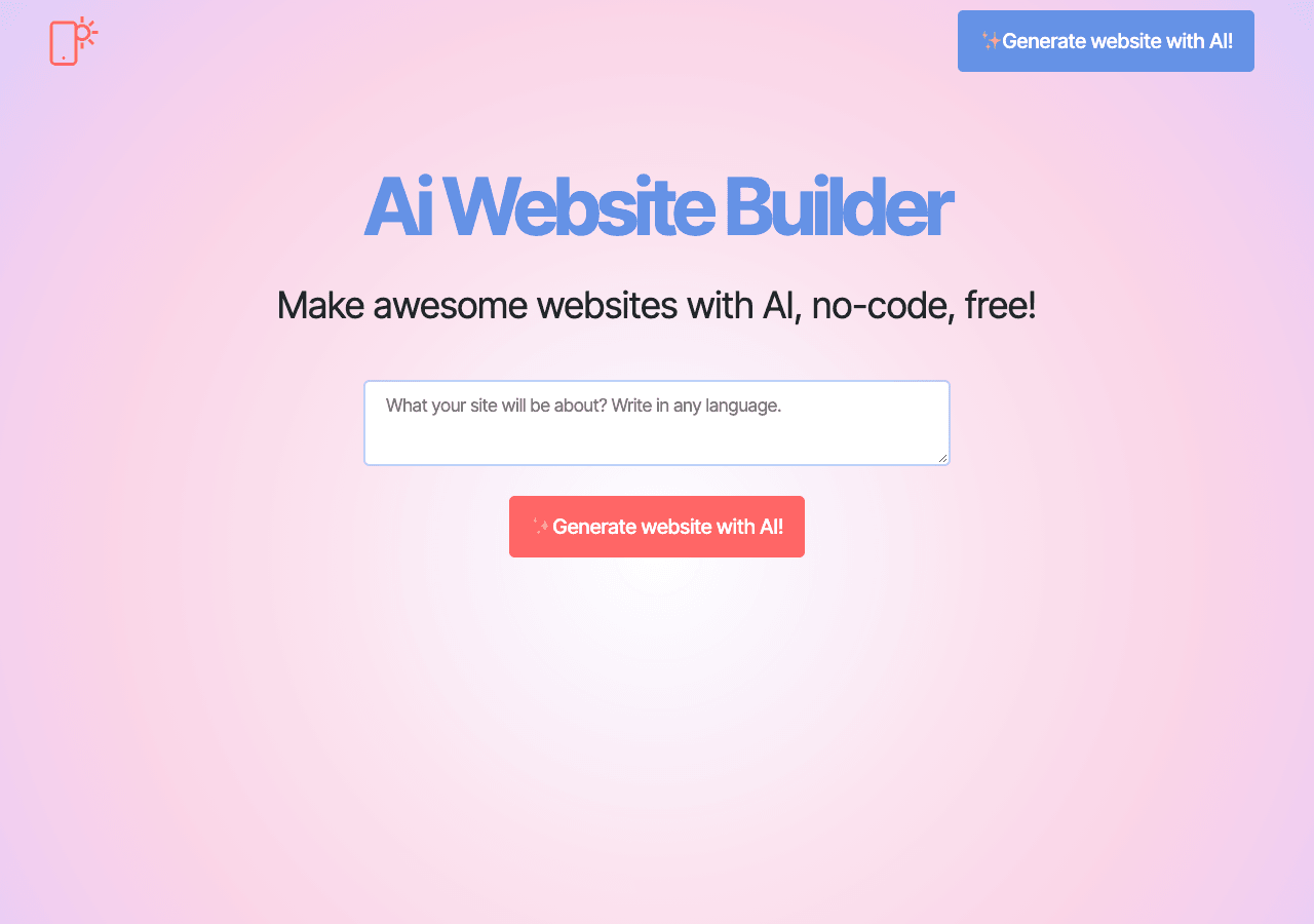 Mobirise AI Website Builder Design showing Design - Build your website with AI effortlessly