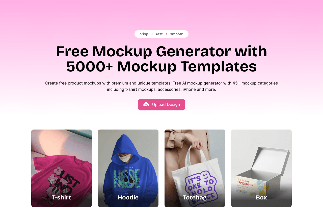 Mockey Design showing Design - Effortless Mockup Generation