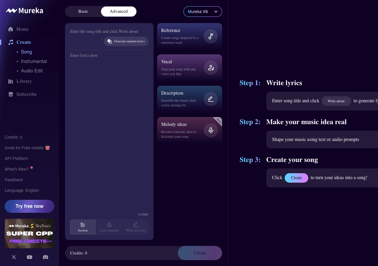 Mureka Music Generation showing ai music generator - From ideas to studio-ready songs with AI