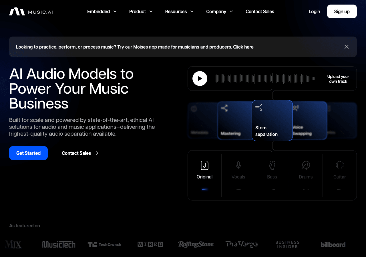 Music AI Audio Editing showing Audio Editing - AI audio workflows, from creation to perfection.