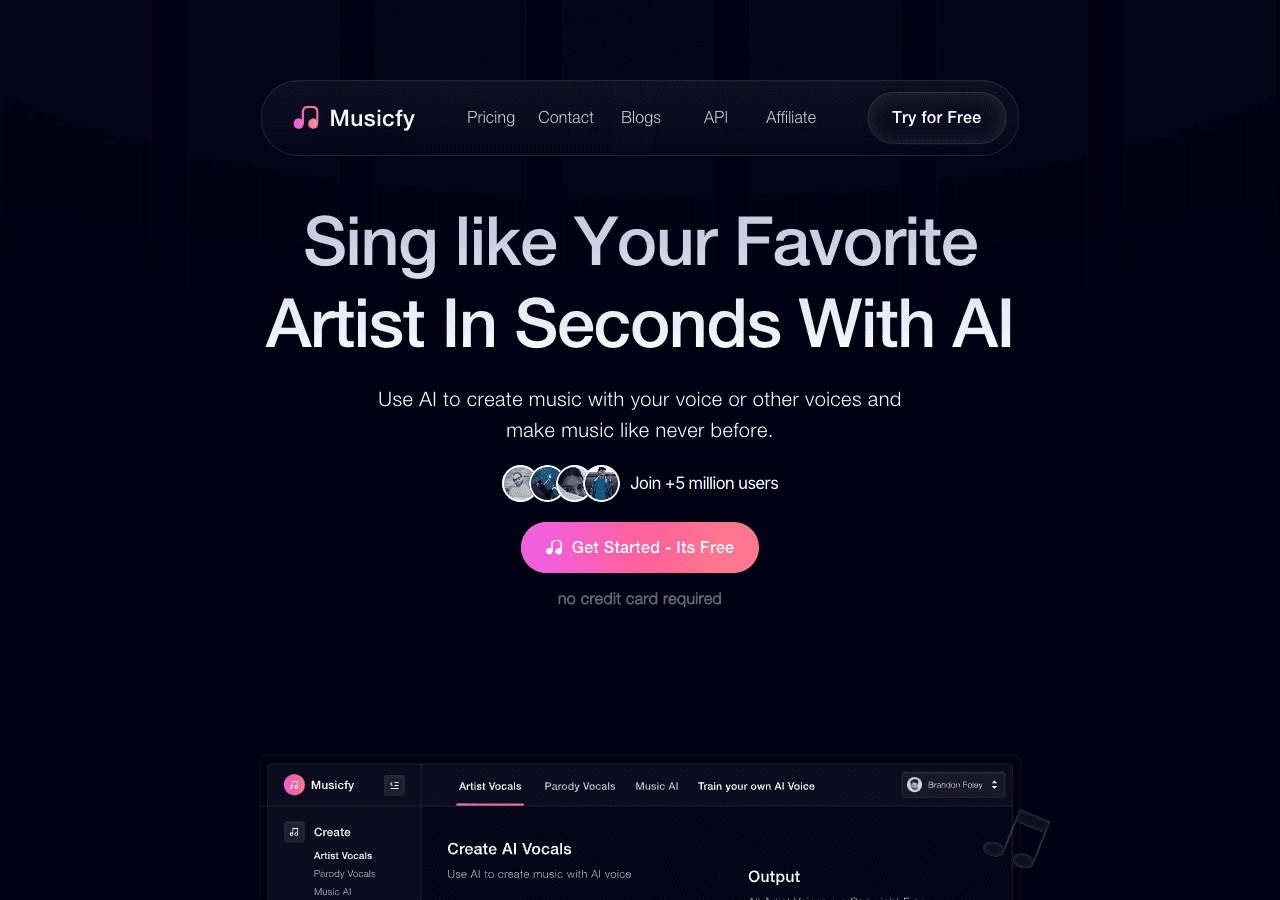Musicfy Audio Generation showing music generation - Transforming music with AI