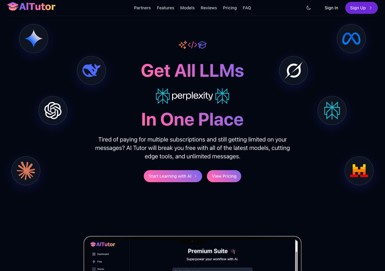 AI Tutor Conversational AI showing Conversational AI - Unlock AI Potential: 200+ Models, Unlimited Tools & Apps