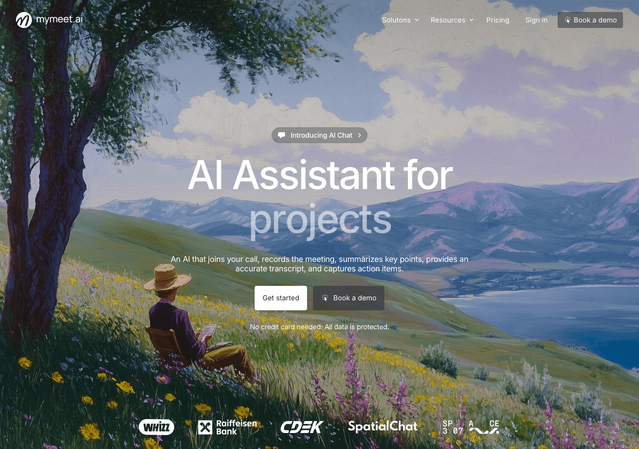 Mymeet.ai Conversational AI showing Conversational AI - Boost your meeting productivity with AI-powered analysis