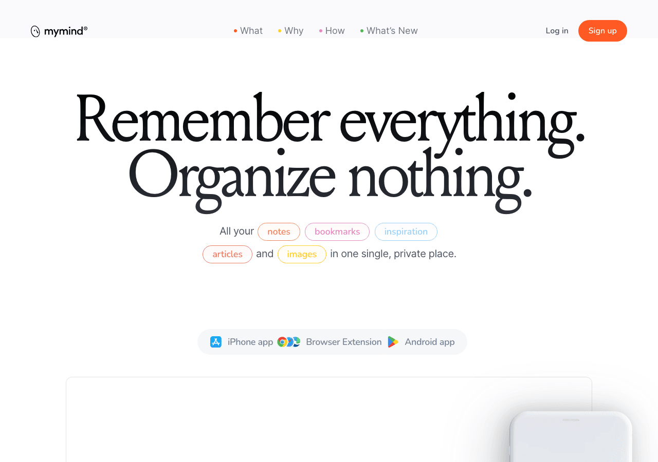 mymind Productivity & Collaboration showing Productivity & Collaboration - Empowering your mind with AI