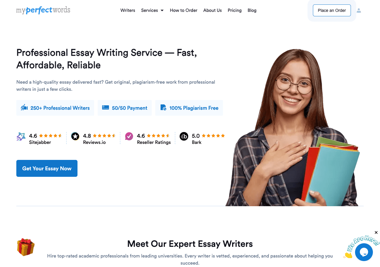 MyPerfectWords.com Writing & Translation showing Writing & Translation - Professional Essay Writing in 3 Hours — 99.7% On-Tim