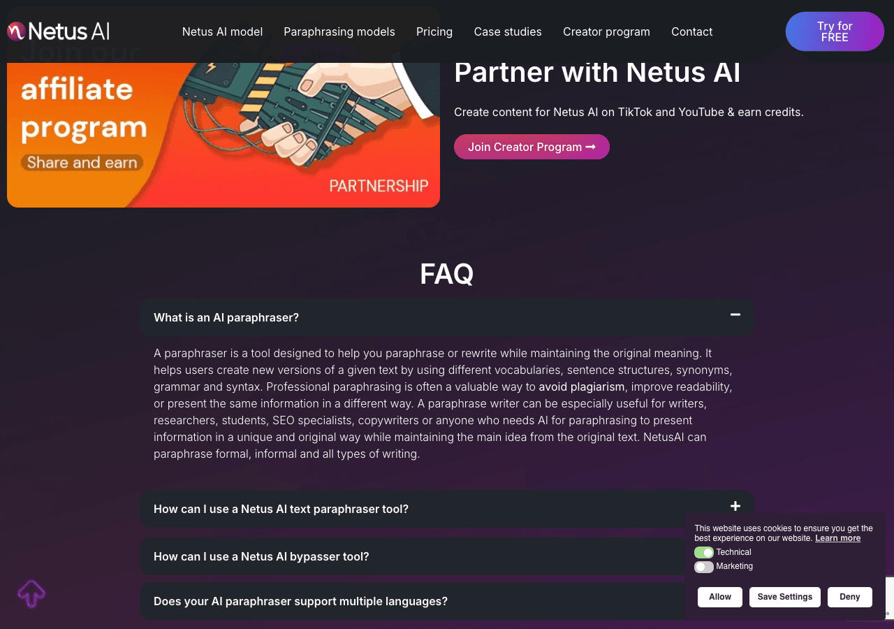Netus AI Writing & Translation showing Writing & Translation - Empowering your data with AI