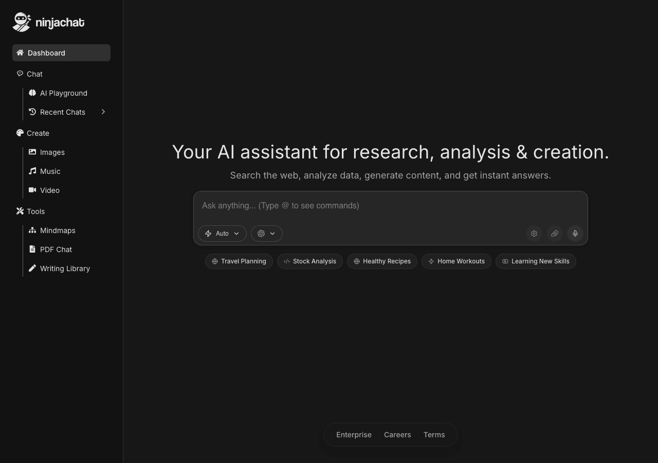 NinjaChat AI Conversational AI showing Conversational AI - Your All-in-One AI Assistant