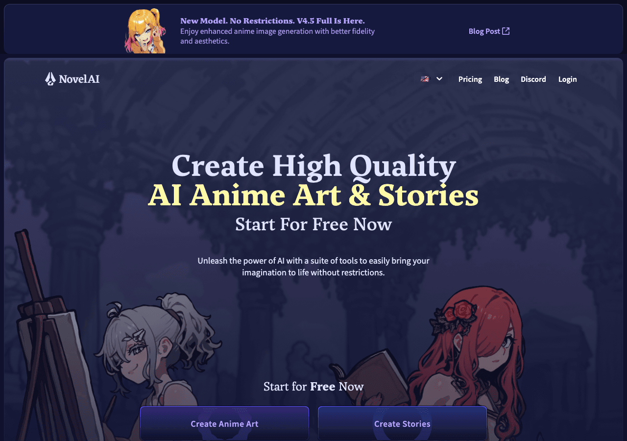 NovelAI Writing & Translation showing ai story generation - Long-form storytelling meets anime image generation