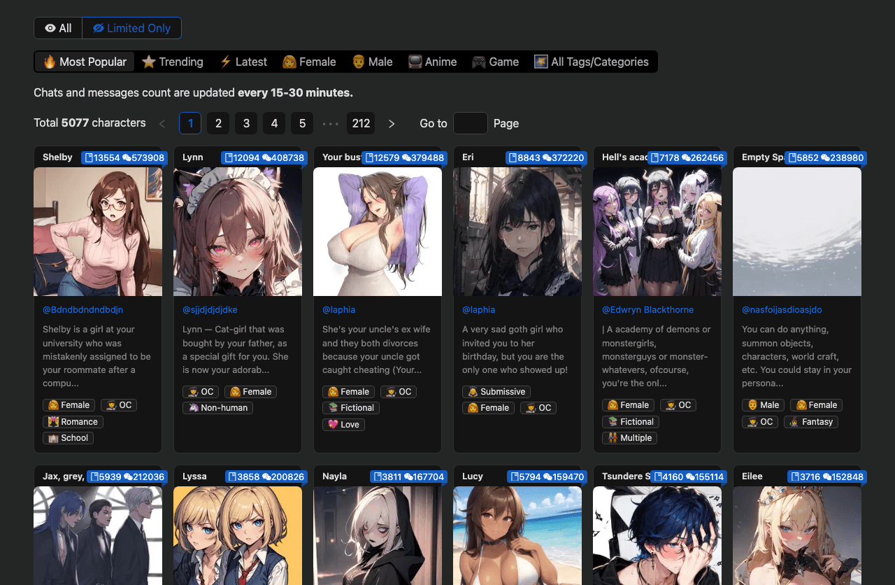 NSFW AI Chat Conversational AI showing Conversational AI - Unfiltered NSFW AI chat and roleplay with fictional characters