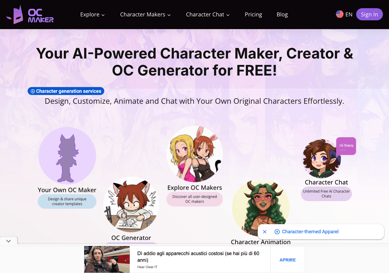 OC Maker Image Generation showing Image Generation - Unleash your creativity with OC Maker!