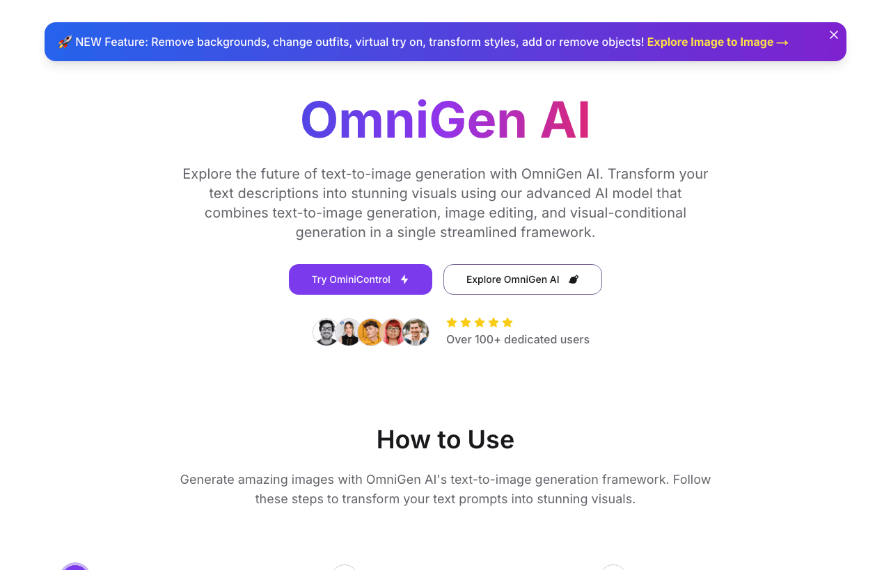 OmniGen AI Image Generation showing Image Generation - Unifying Creative AI for Visual Generation