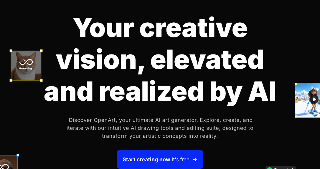 OpenArt Image Generation showing Image Generation - Create stunning AI art without limits—prompts optional, possibilities end