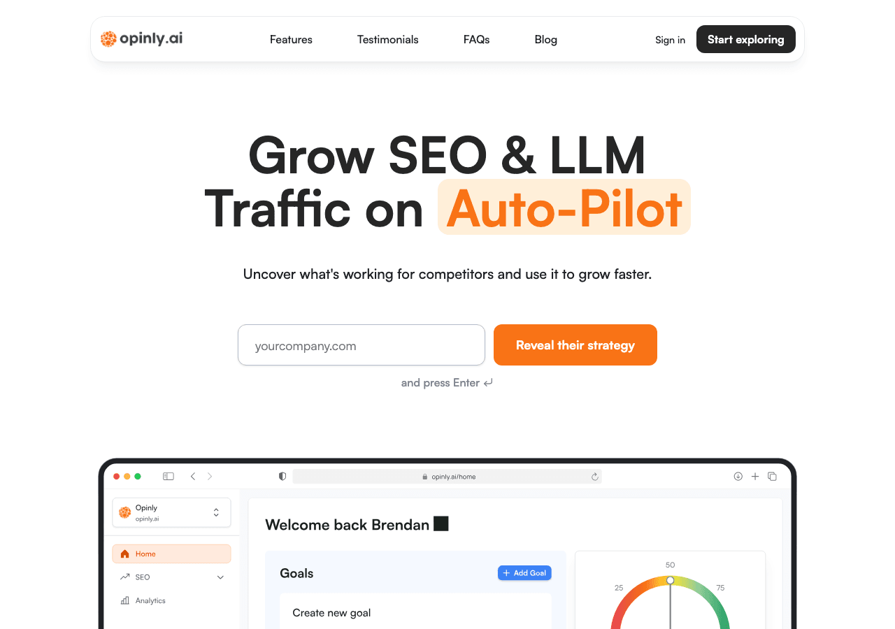 Opinly Search & Discovery showing Search & Discovery - Automate competitor analysis. Accelerate your advantage.