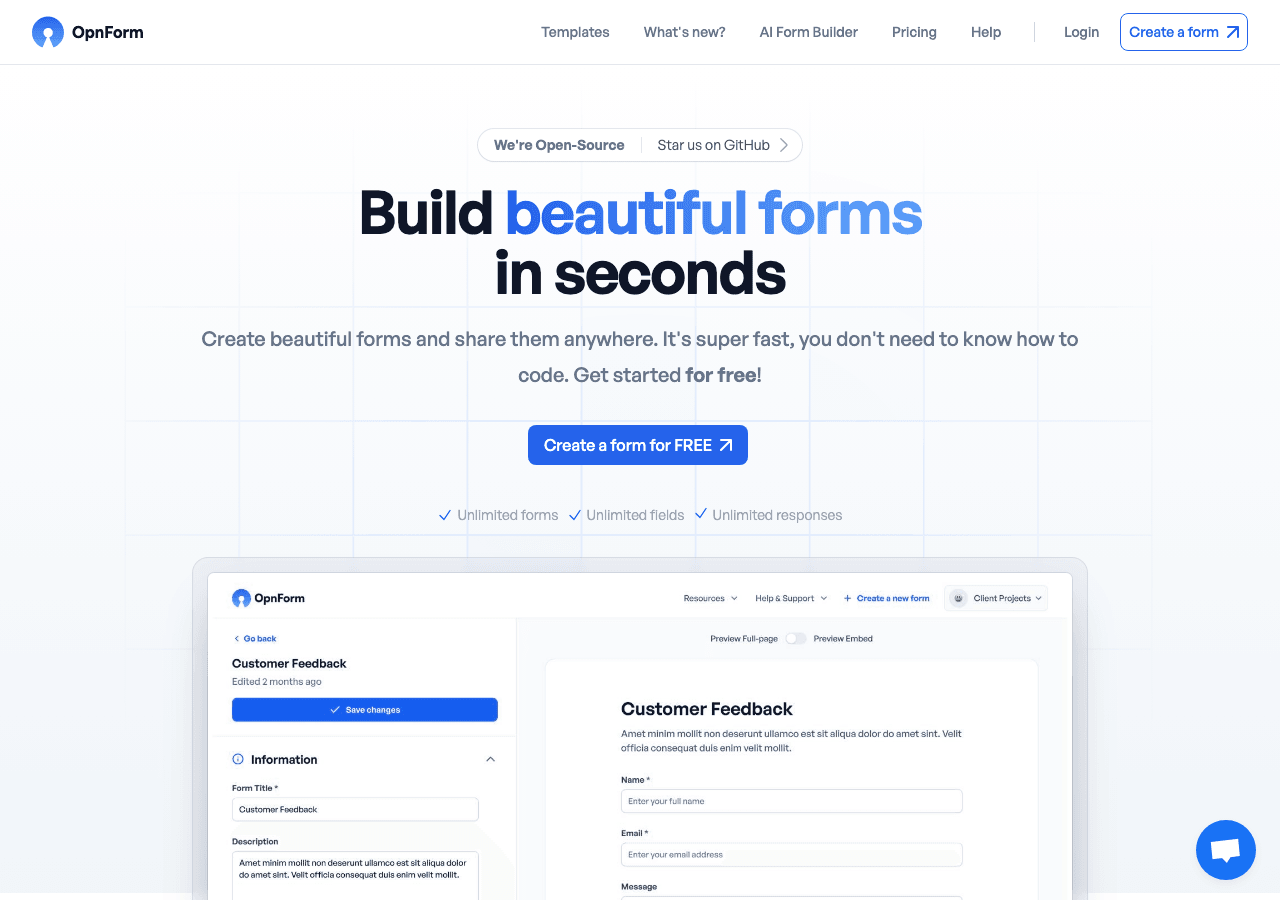 OpnForm Productivity & Collaboration showing Productivity & Collaboration - Effortless Form Automation