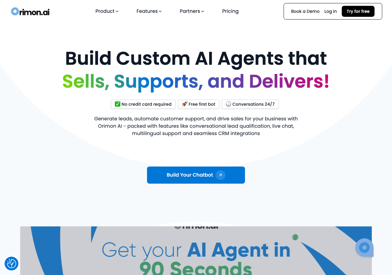 Orimon.ai Conversational AI showing Conversational AI - Revolutionizing Digital Interactions with Generative AI Chatbots