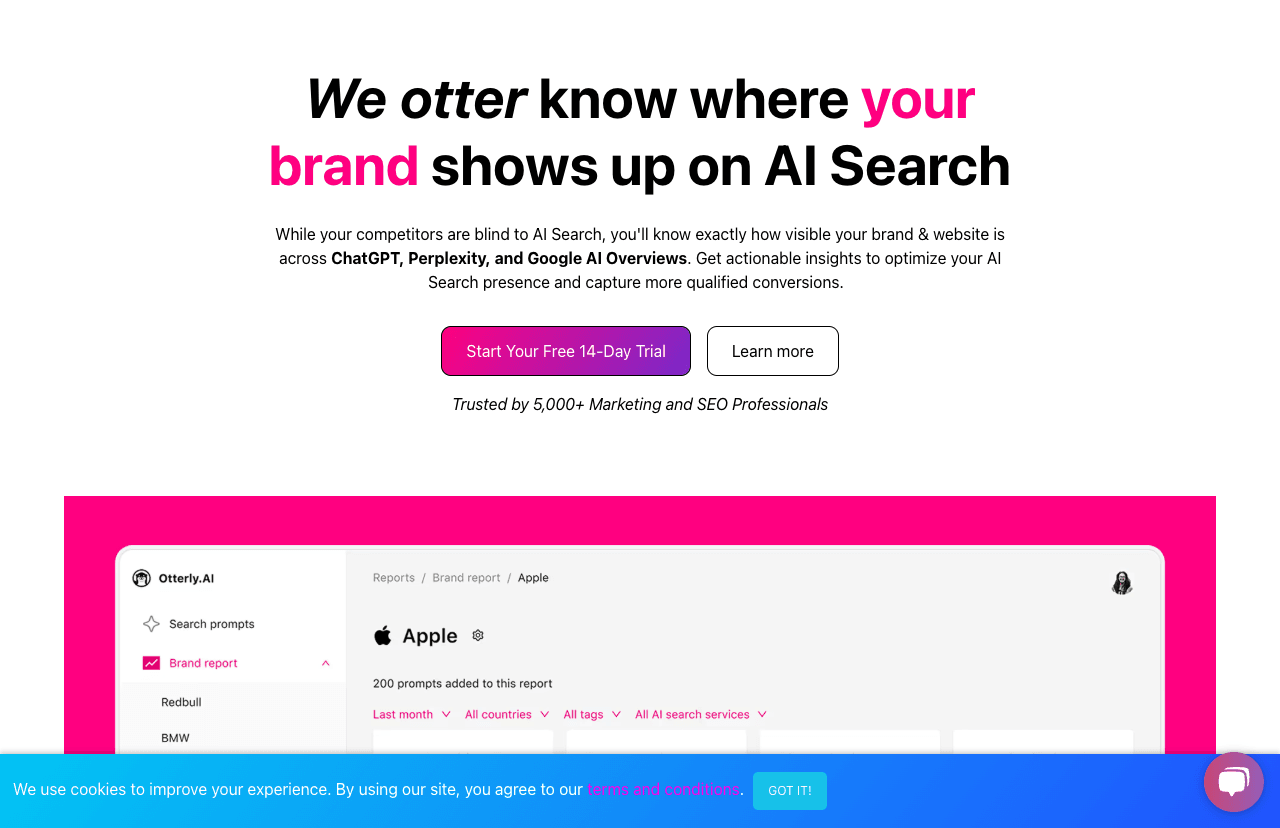 Otterly.AI Search & Discovery showing Search & Discovery - Track Your Brand Across AI Platforms