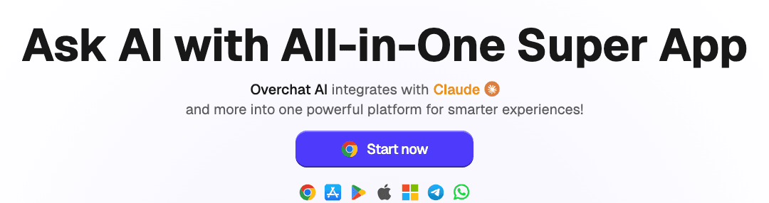 Overchat AI Conversational AI showing Conversational AI - Unlock powerful conversations, creativity, and productivity with Ov