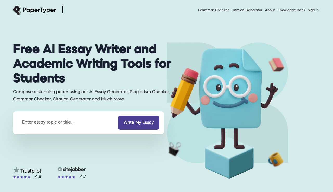 PaperTyper Writing & Translation showing Writing & Translation - Free AI Essay Writer, Plagiarism Checker, Grammar Checker &