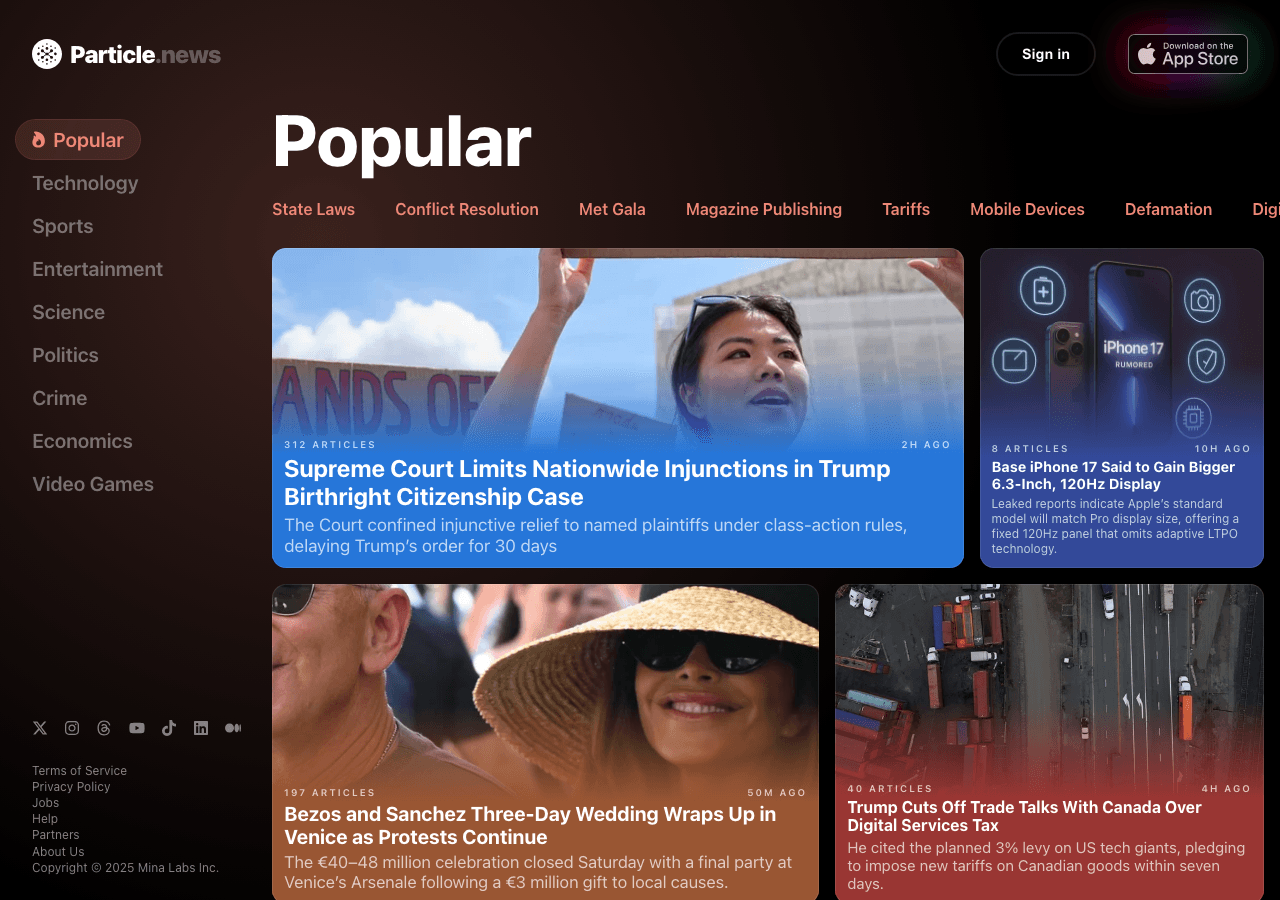 Particle News Conversational AI showing Conversational AI - See every side of the story.