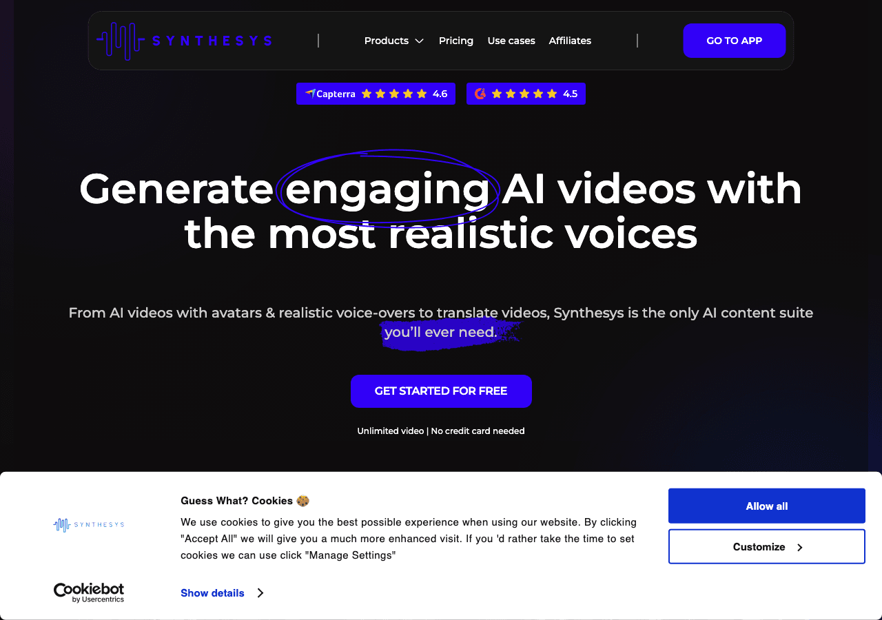 Synthesys.io Audio Generation showing Audio Generation - Transforming text to speech with AI precision.