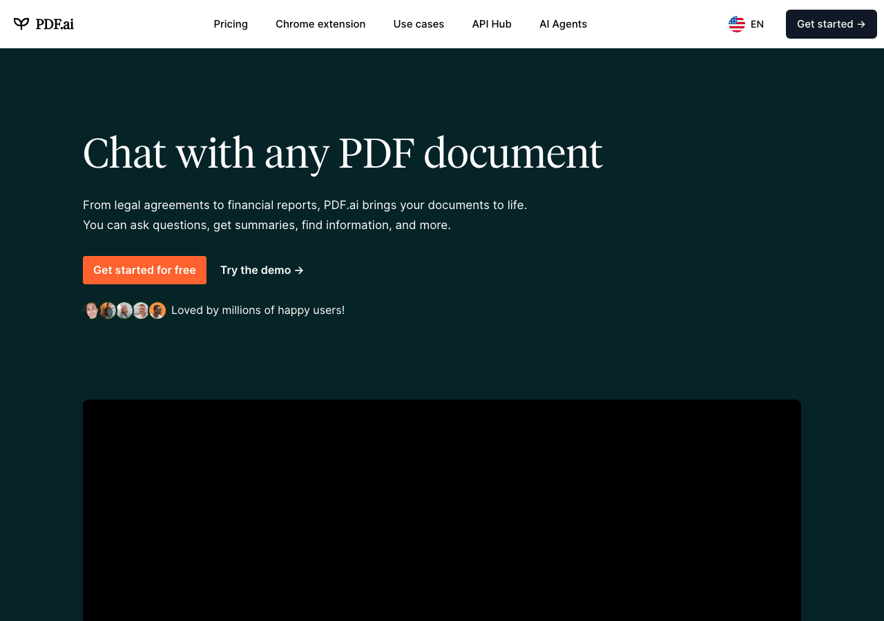 PDF.ai Conversational AI showing Conversational AI - Chat with your PDF documents—ask anything, get instant answers.