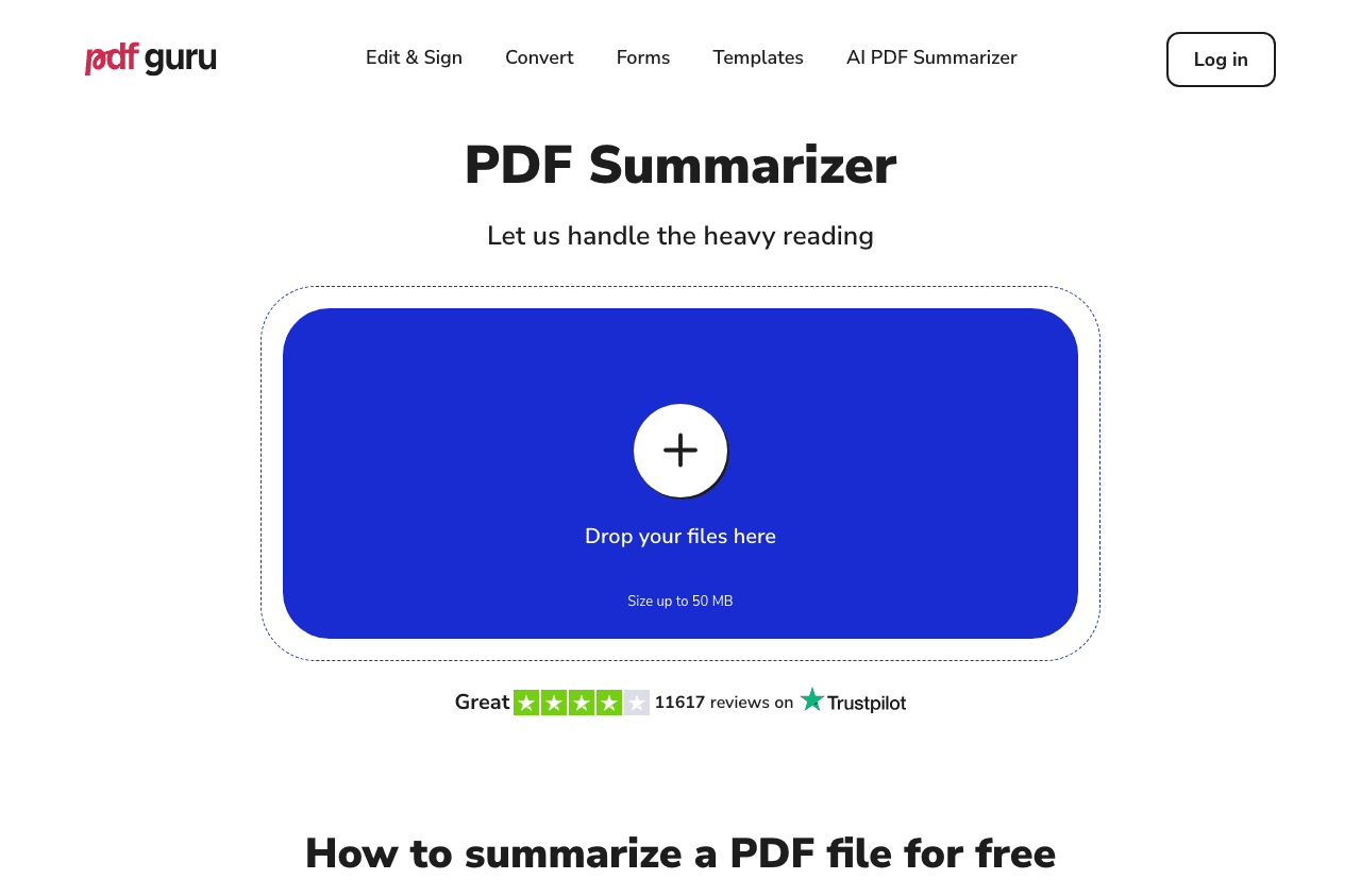 PDF Guru Productivity & Collaboration showing pdf summarization - Summarize and Chat with Any PDF in Seconds—Free