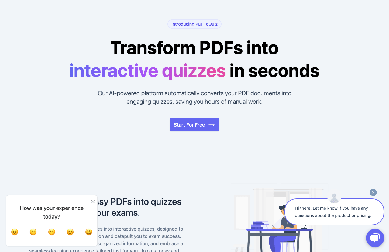 PDFToQuiz Productivity & Collaboration showing Productivity & Collaboration - Turn any PDF, URL, or text into an interactive