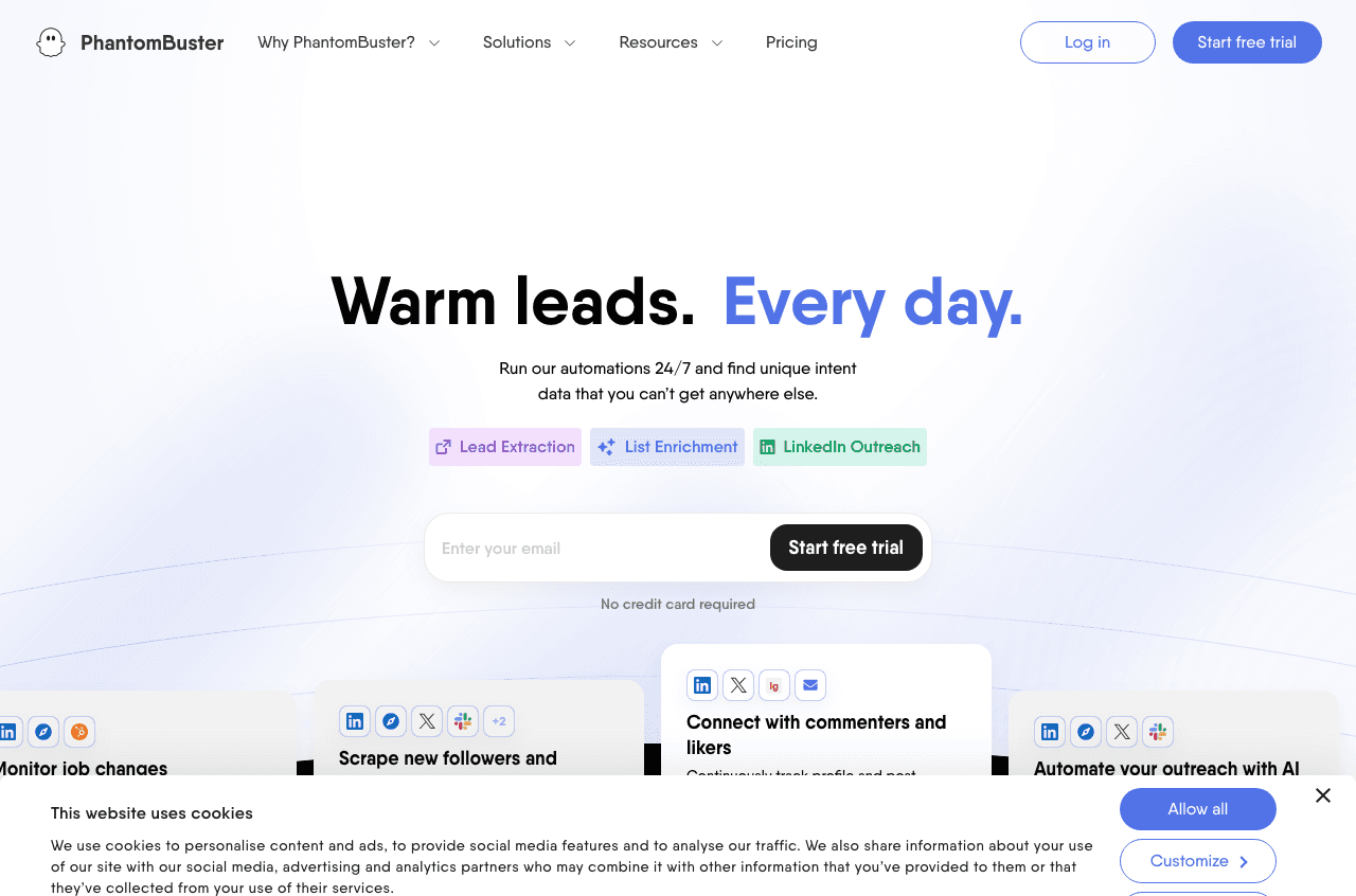 PhantomBuster Data Analytics showing web scraping - Automate everything you do on the web