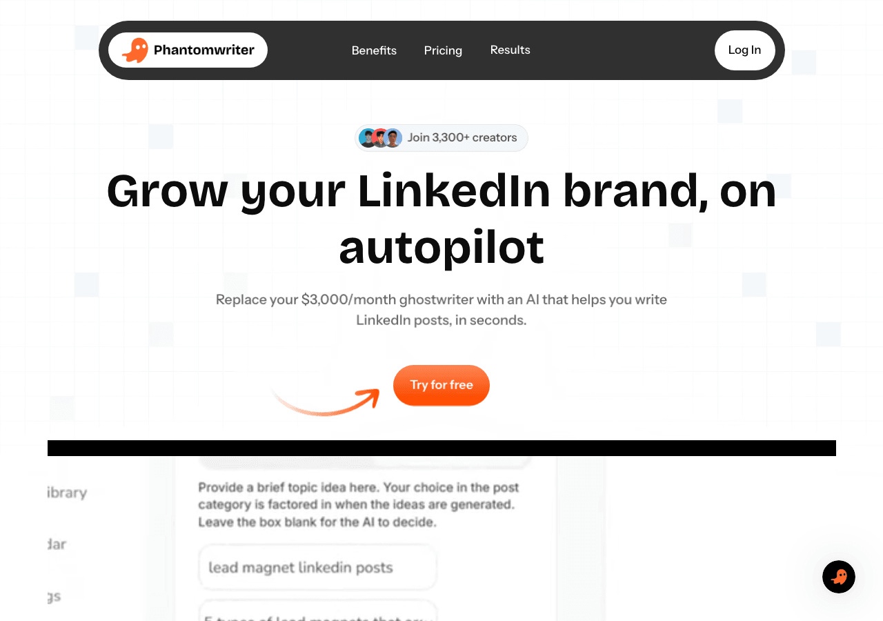 Phantomwriter Writing & Translation showing Writing & Translation - Grow your LinkedIn brand, on autopilot.