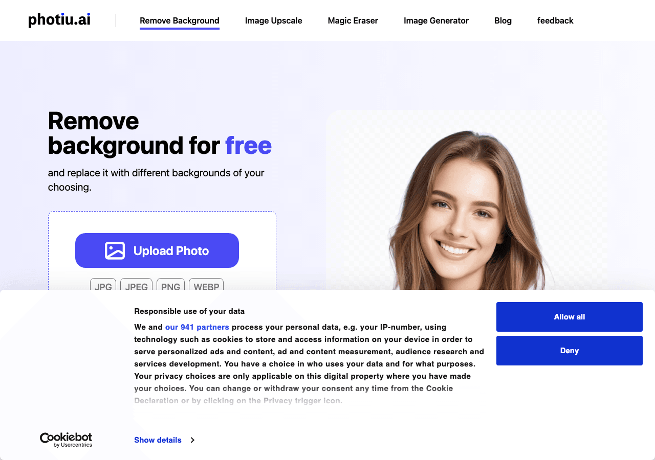Photiu.ai Image Generation showing Image Generation - Effortless AI background removal and photo editing