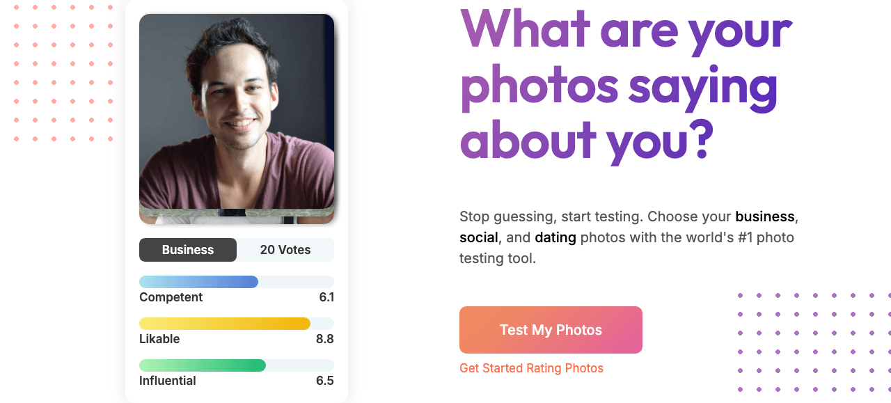 Photofeeler Data Analytics showing Data Analytics - Get unbiased feedback on your photos