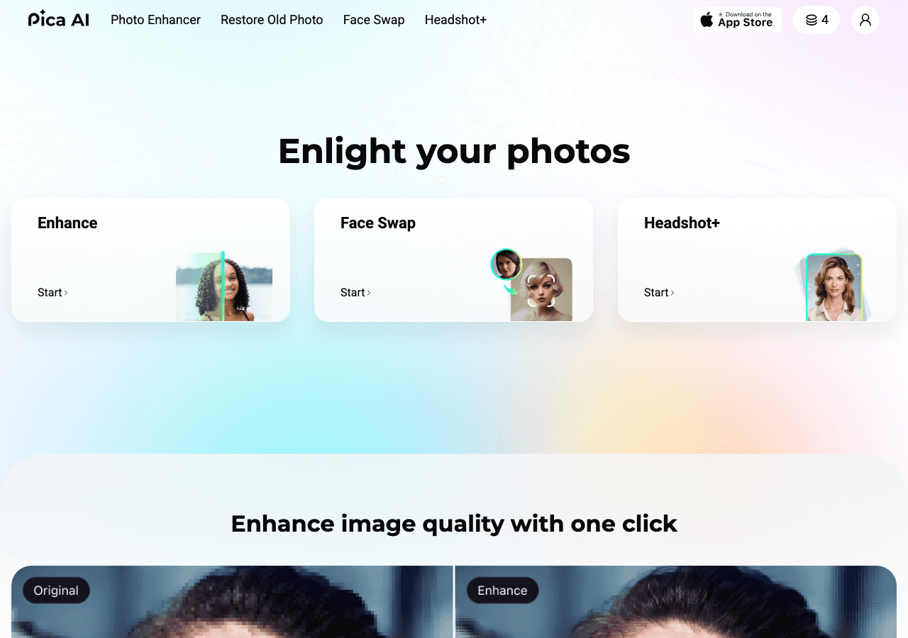 Pica AI Image Generation showing ai photo editor - Transform Your Photos with AI in Seconds