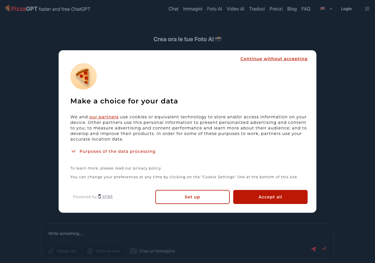 PizzaGPT Conversational AI showing Conversational AI - AI-powered Italian Chatbot for Everyday Conversations