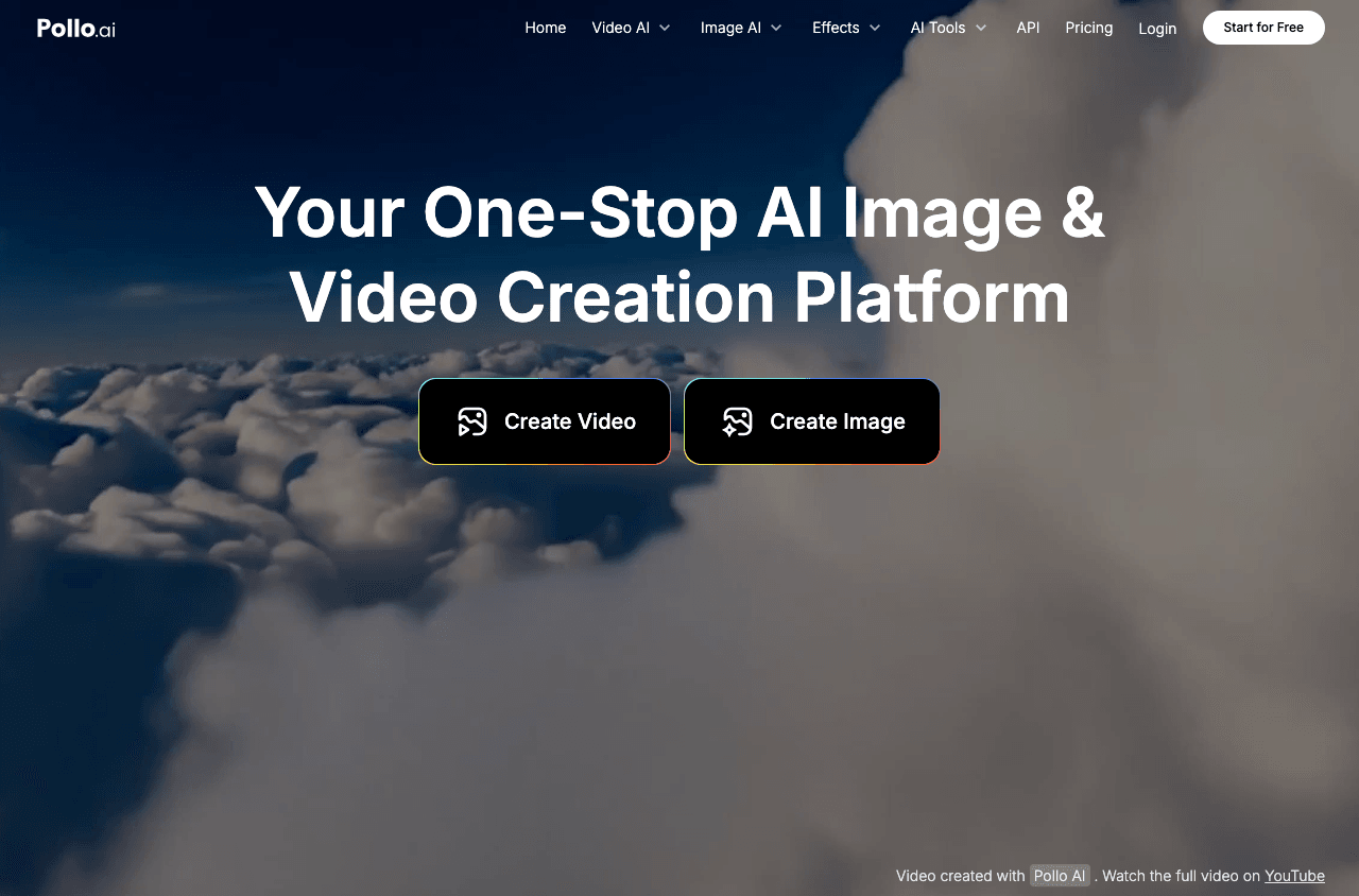 Pollo AI Video Generation showing Video Generation - Transform ideas into stunning videos and images with AI