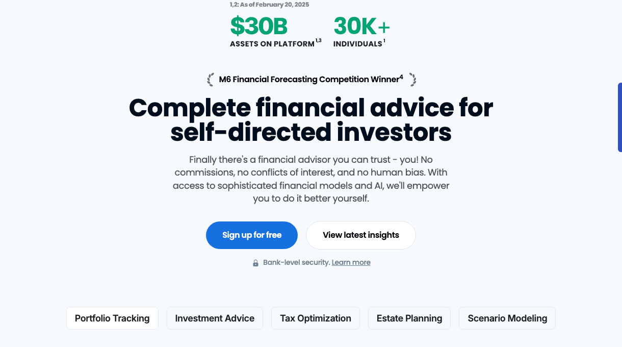 PortfolioPilot Data Analytics showing Data Analytics - AI-powered financial guidance for self-directed investors