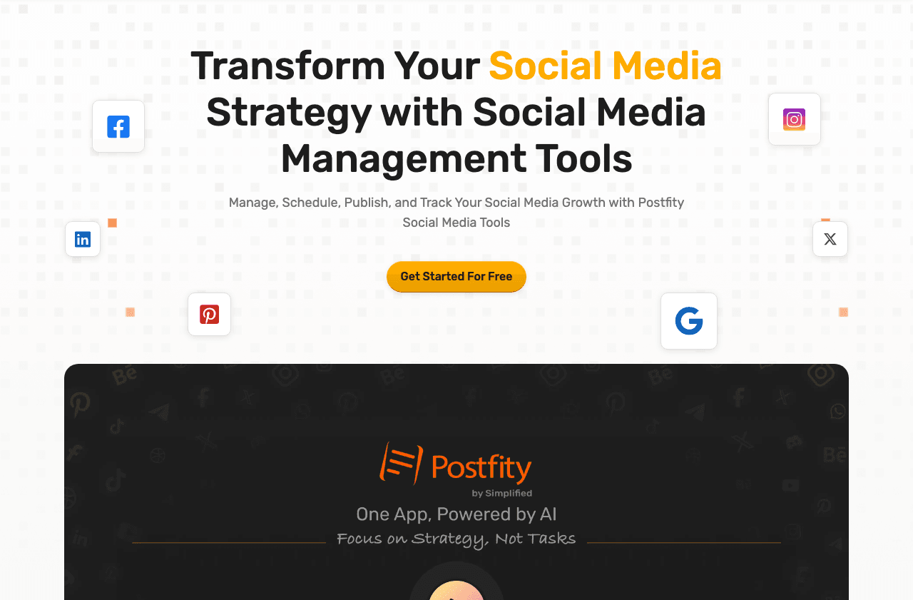 Postfity Marketing Automation showing Marketing Automation - Simplify Your Social Media Management