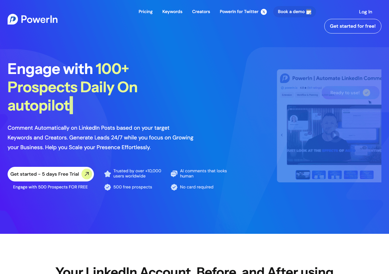 PowerIn Writing & Translation showing Writing & Translation - Automate Your Way to LinkedIn Success